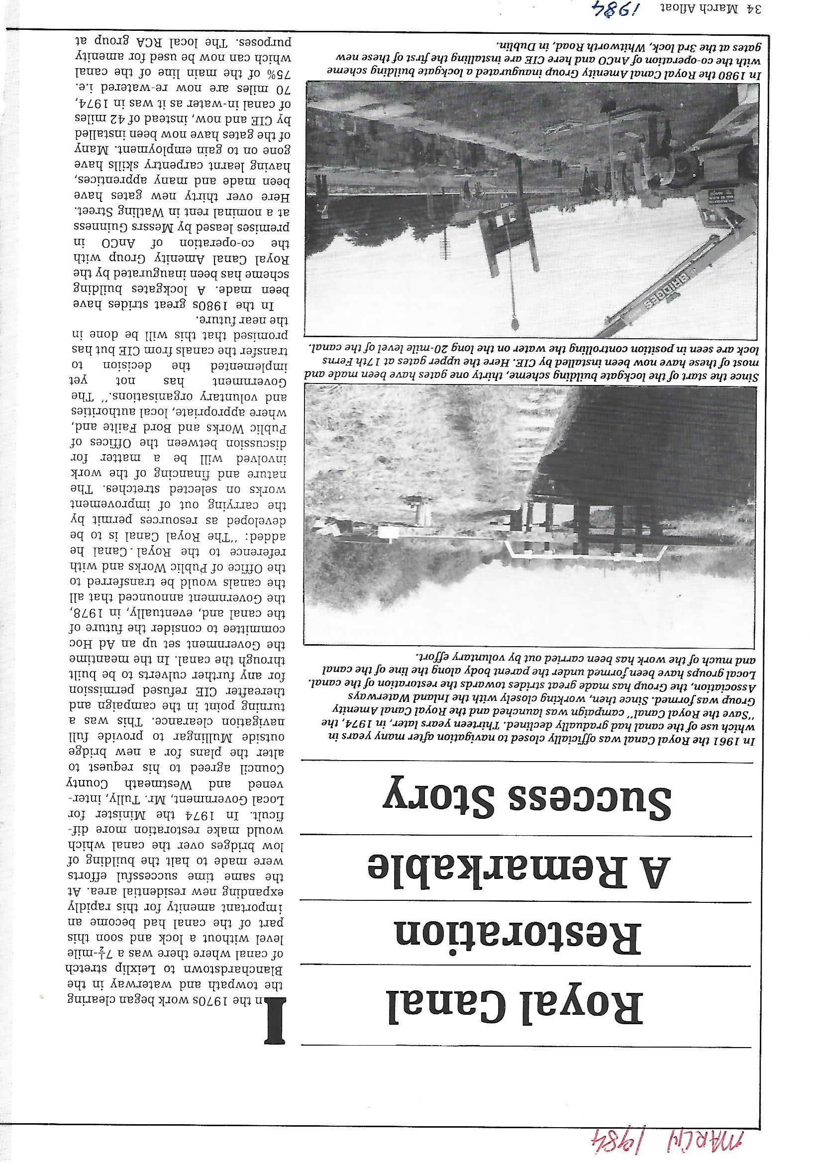 1984 03 Royal Canal restoration by Afloat Magazine.1