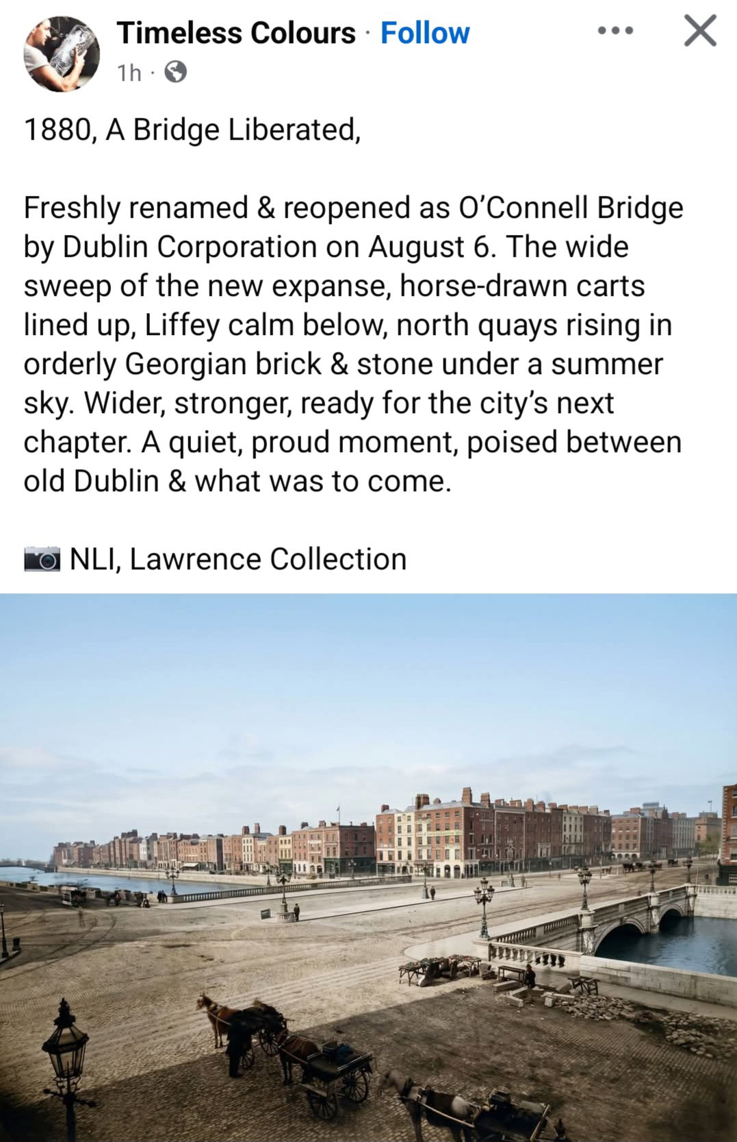 1880 River Liffey O Connell Bridge by NLI Lawrence collection