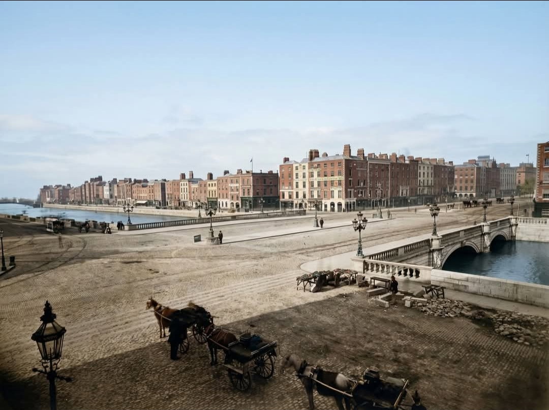 1880 River Liffey O Connell Bridge by NLI Lawrence collection