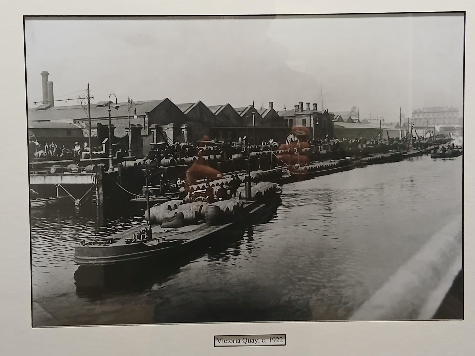 1922 River Liffey Guinness barges at Victoria Quay Dublin