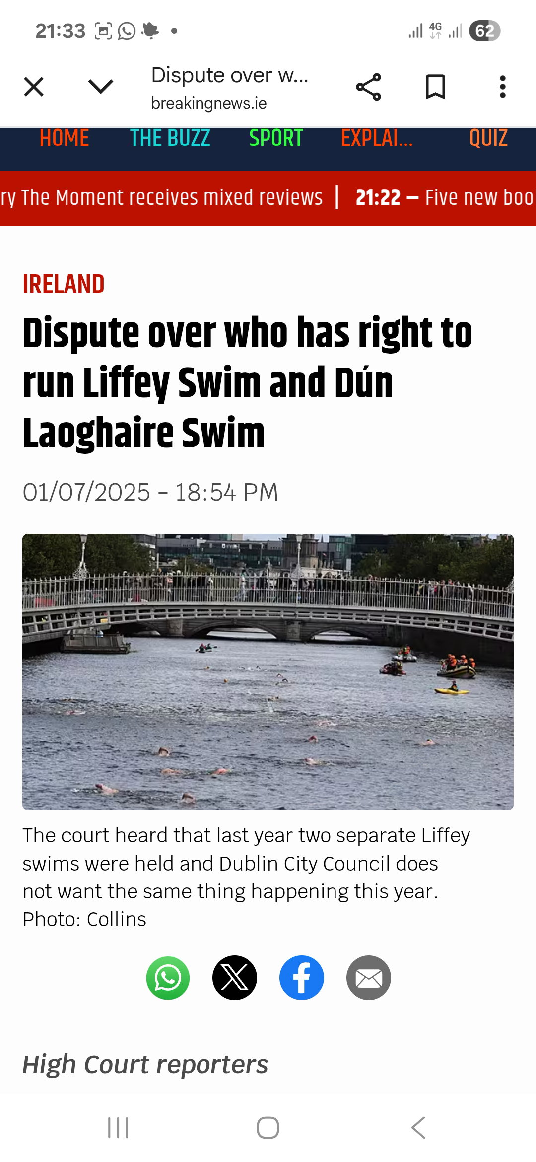 2025 River Liffey Dublin, the annual Liffey Swim