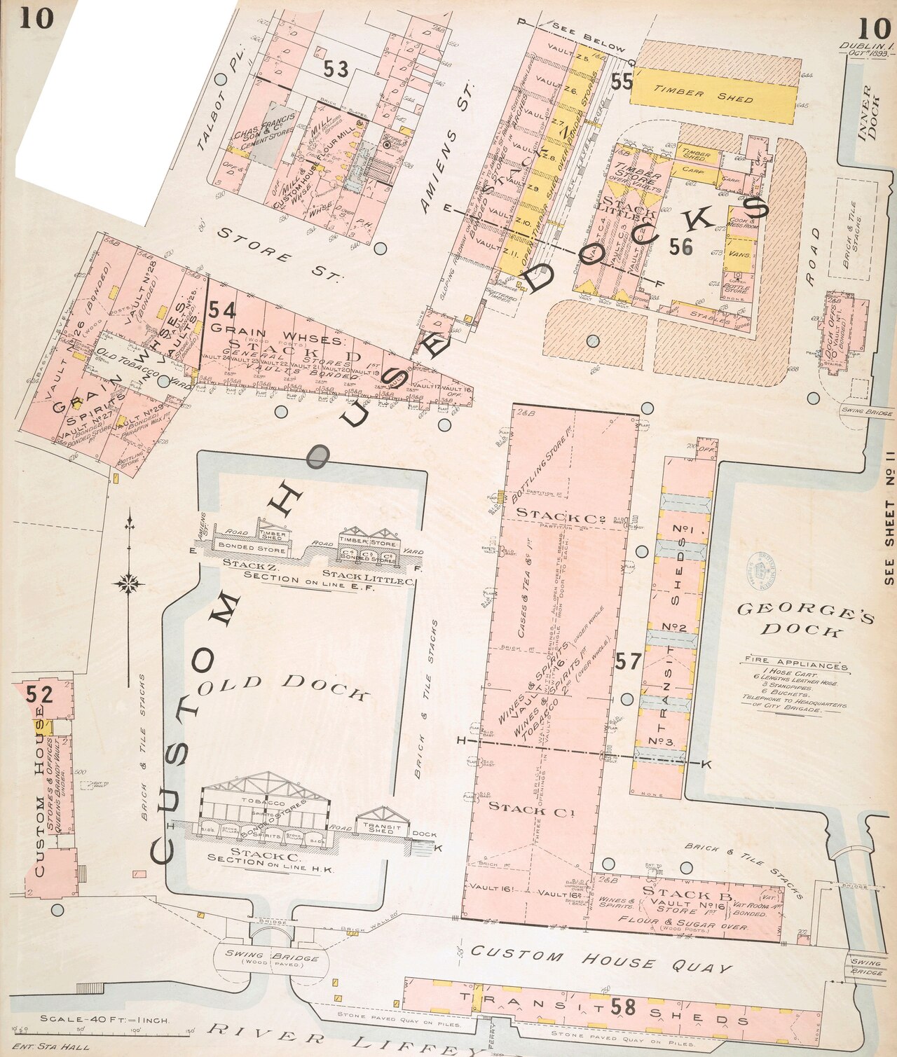 1821 River Liffey Georges Dock map