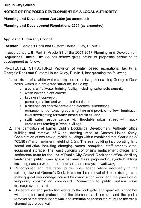 2019 10 03rd River Liffey Dublin, Georges Dock, kayak planning application