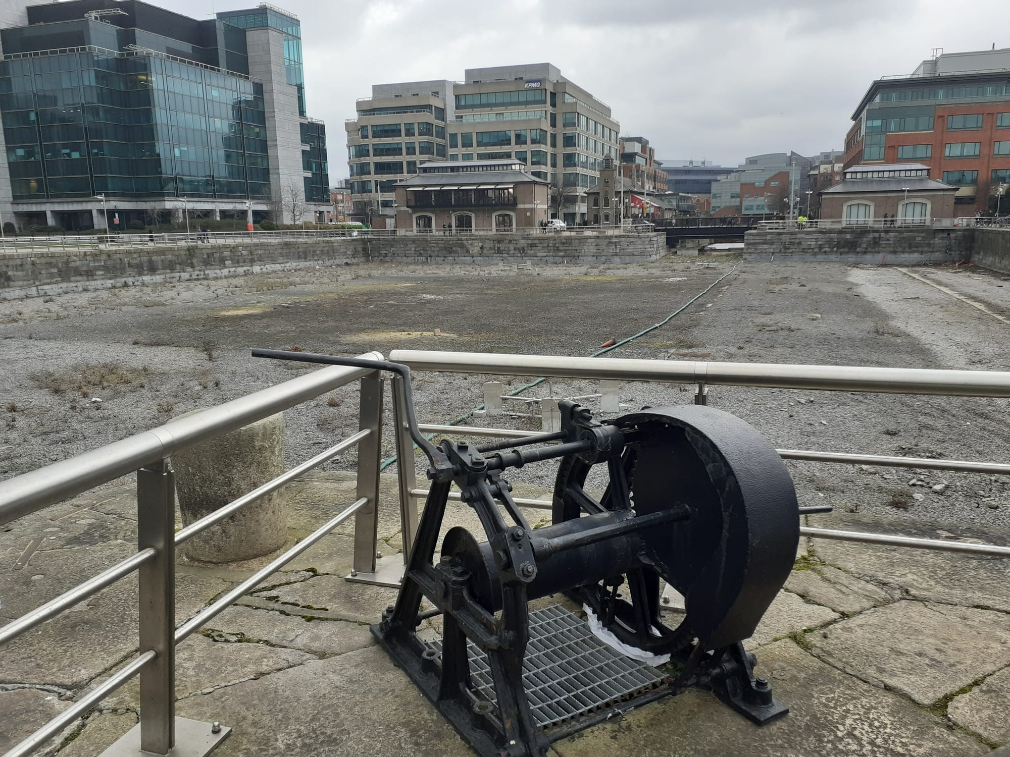 2020 02 07th River Liffey  Georges Dock Dublin old windlass for operating lock gate