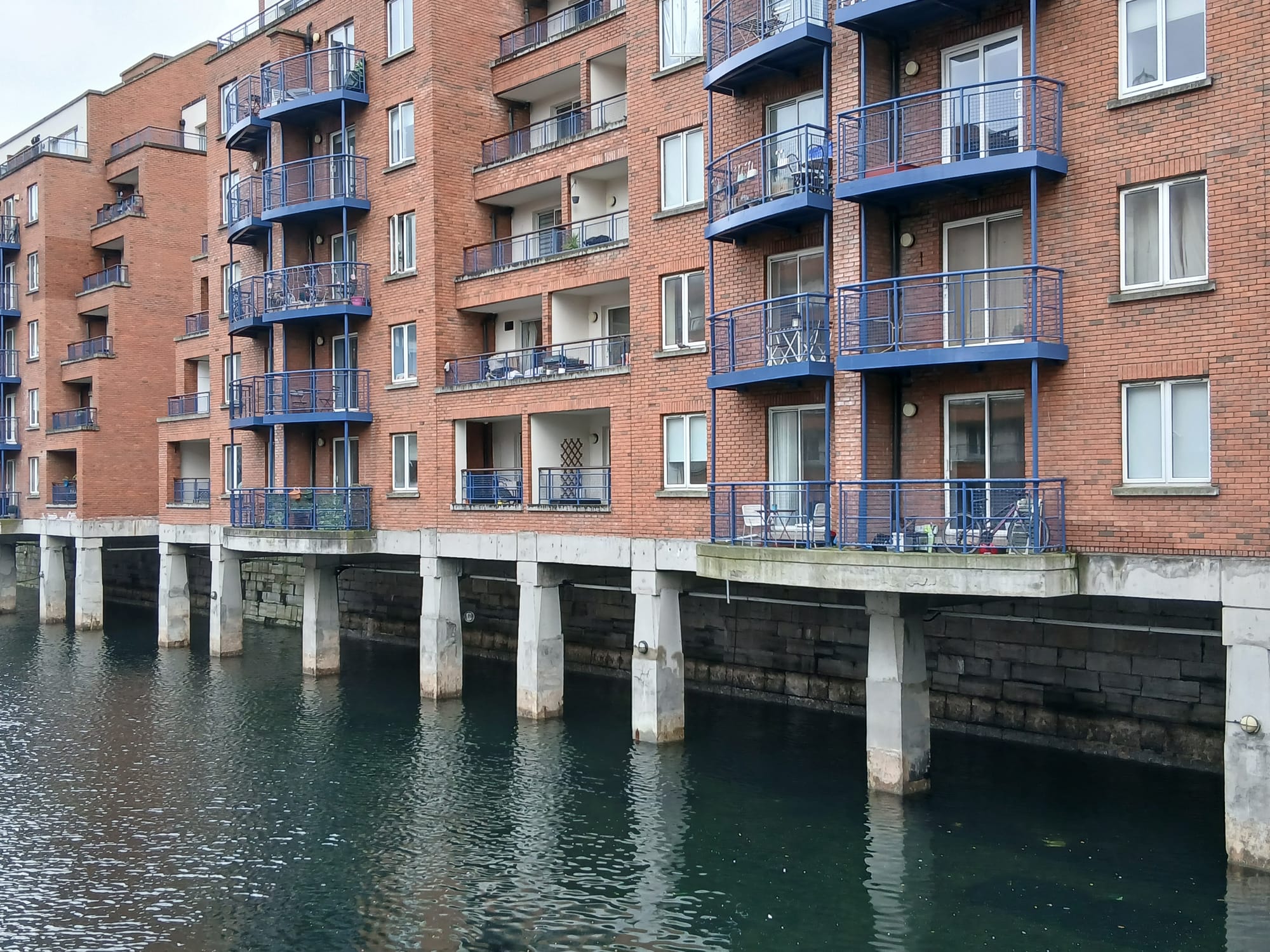 2026 01 29th River Liffey Dublin, Georges Dock, apartments extended onto water basin