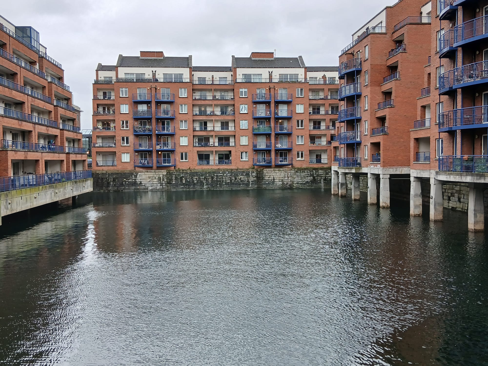 2026 01 29th River Liffey Dublin, Georges Dock, apartments extended onto water basin