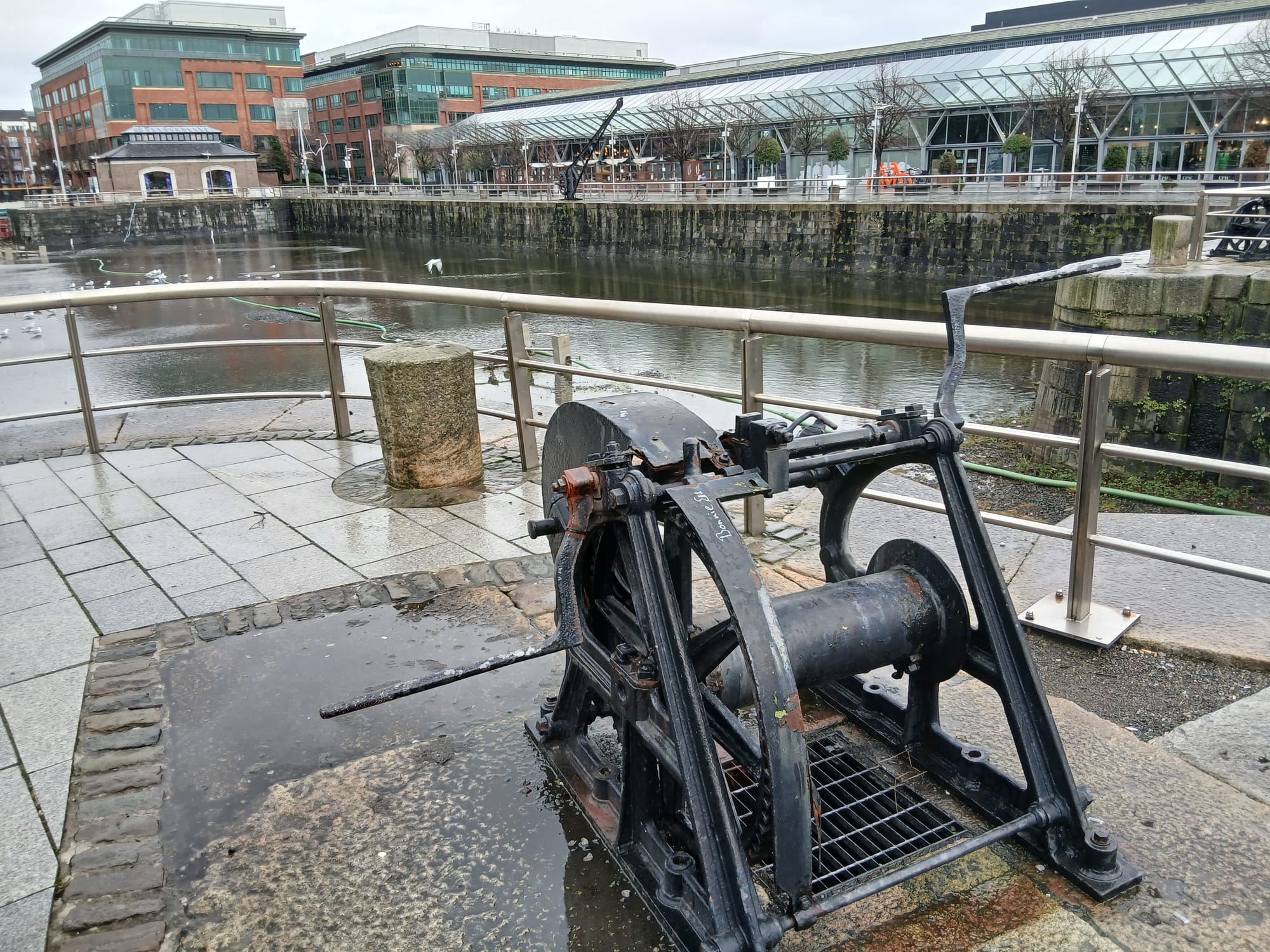 2026 01 29th River Liffey Dublin, Georges Dock, stormy rains rewater the dock