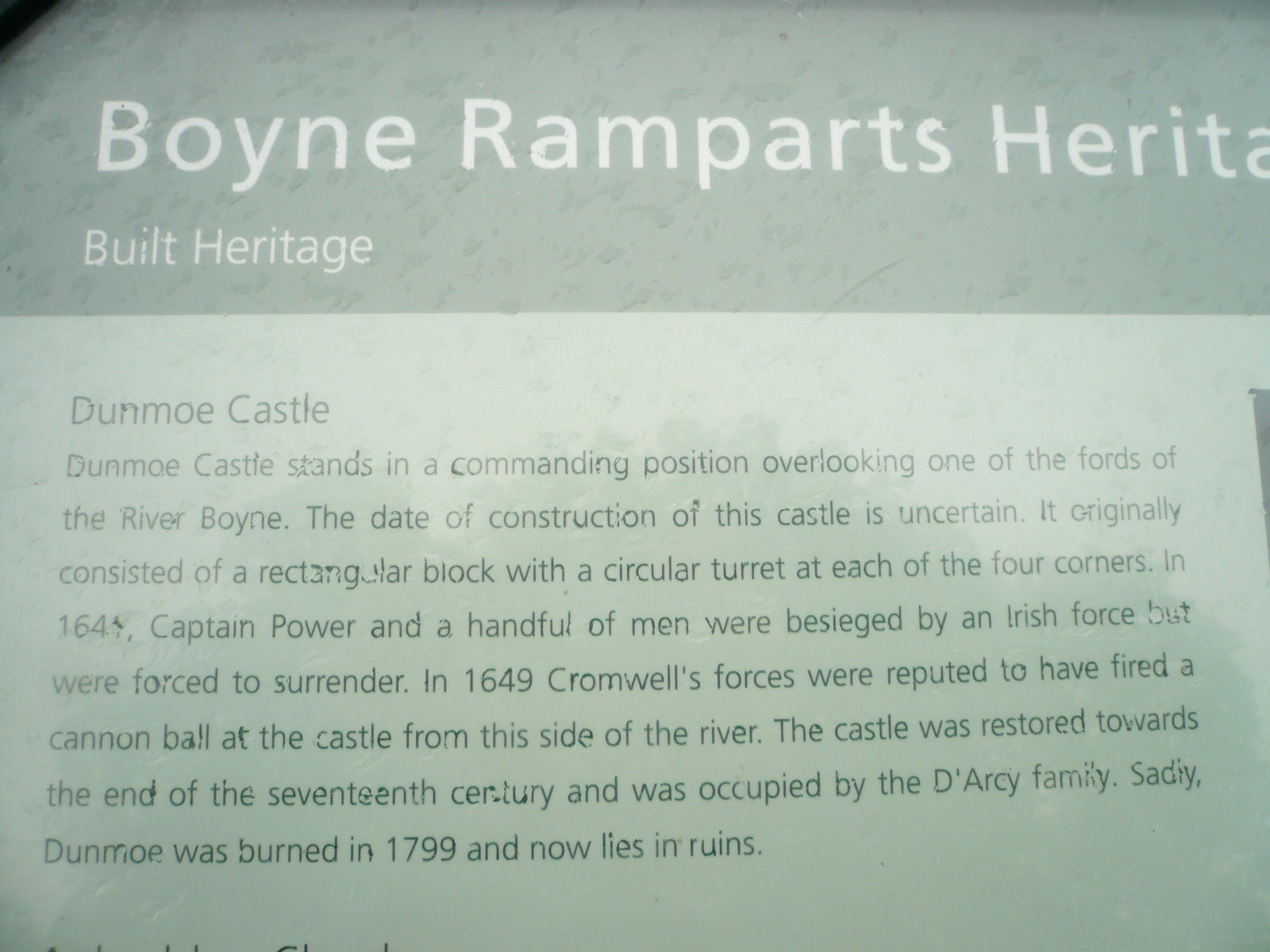 2017 05 Boyne Navigation 168 Dunmore Castle history