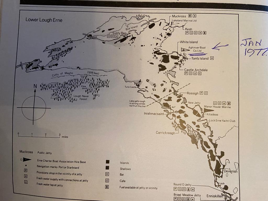 1977 01 Lough Erne Map and Aghinver Hireboats from Belturbet base