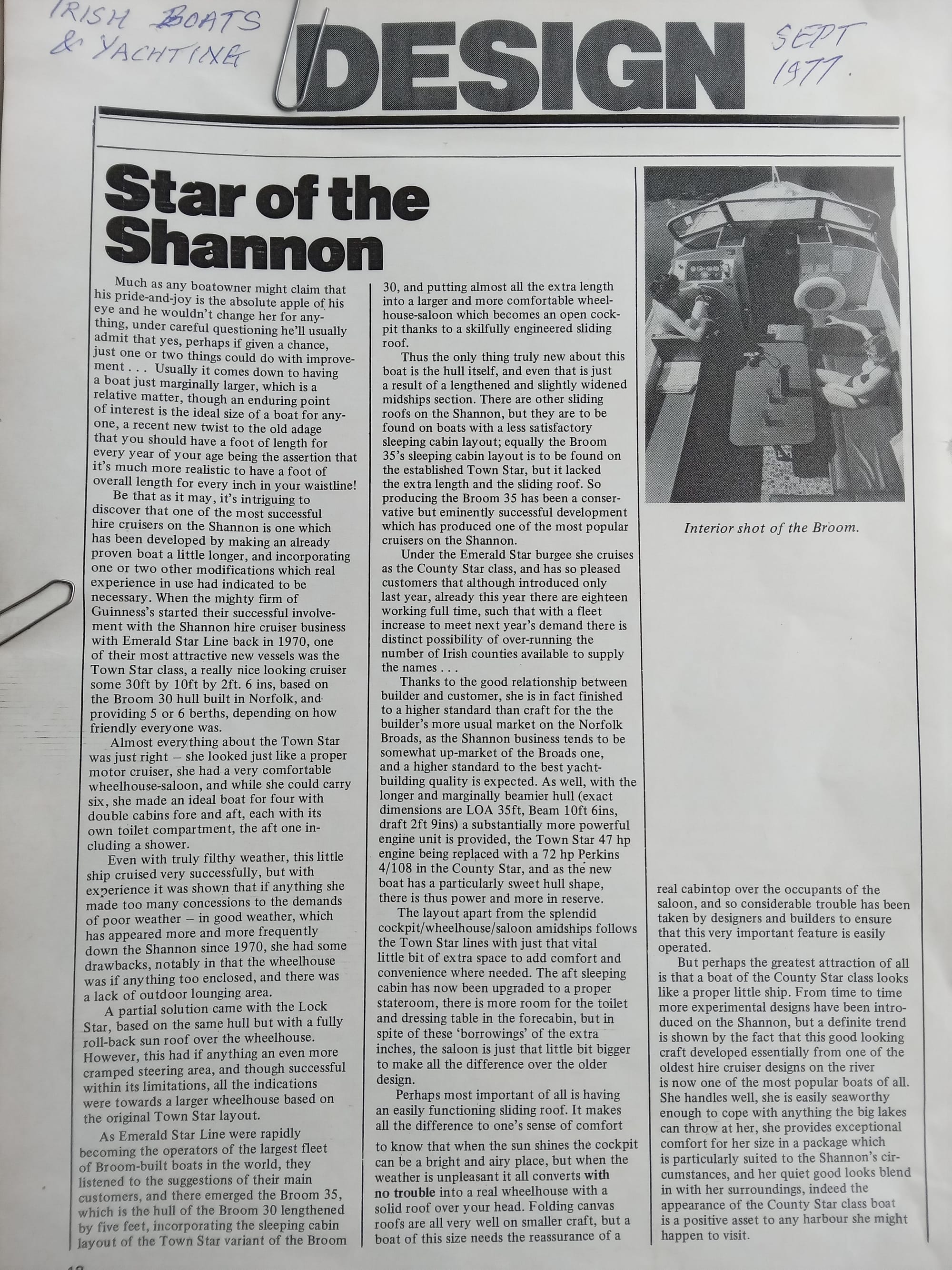 1977 09 Broom Boats promotion by Irish Yachting Magazine.1