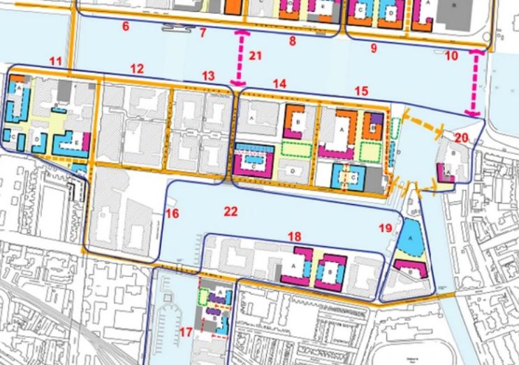 000 Grand Canal Basin Dublin, map shows Lot 19 Graving Docks