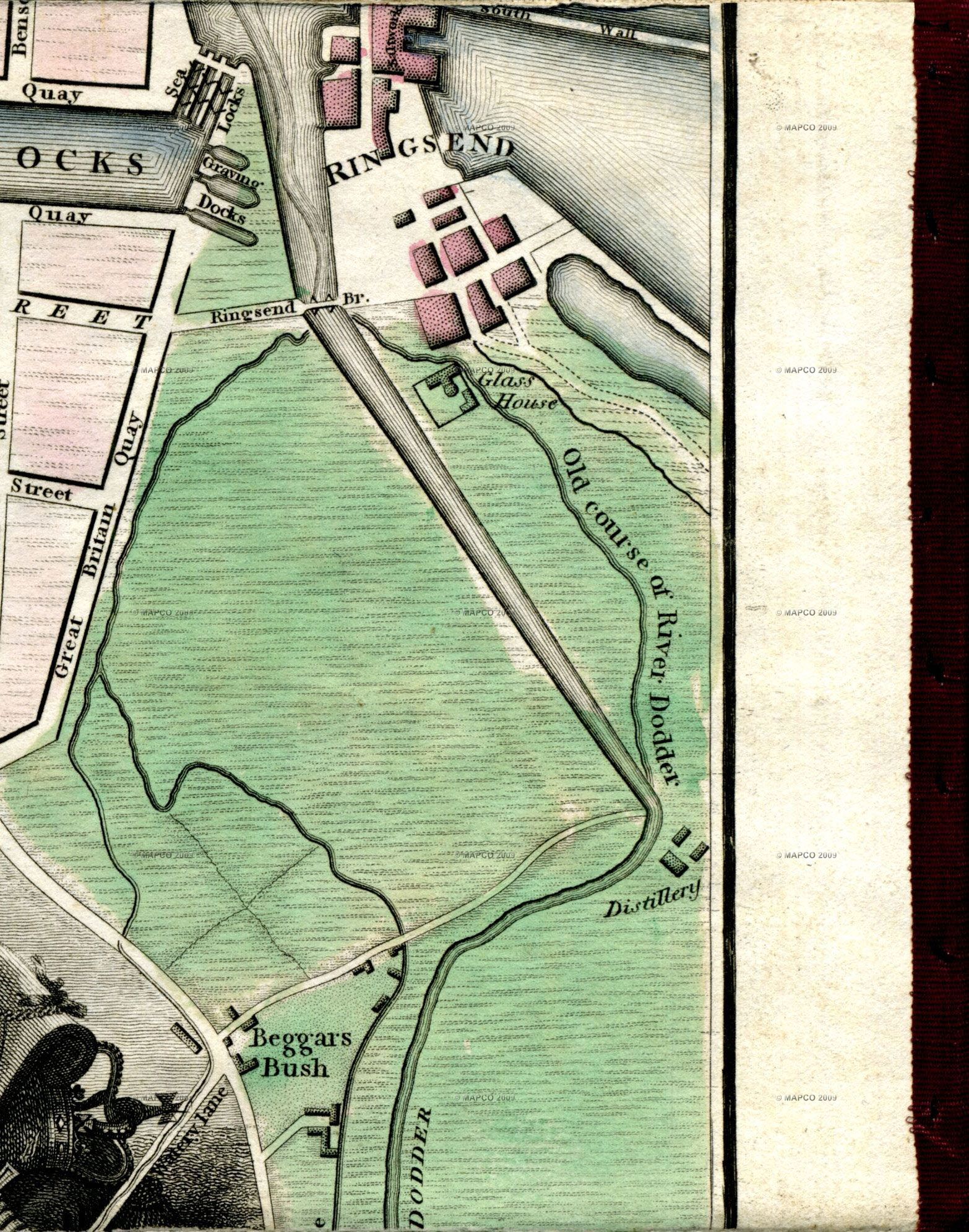 1798 Grand Canal Dublin map Ringsend graving docks