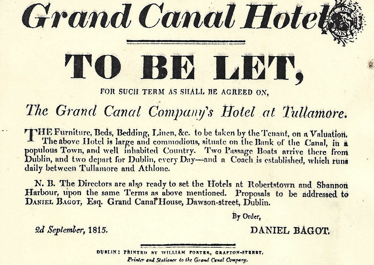 1815 09 02nd Grand Canal Hotel Tullamore to let