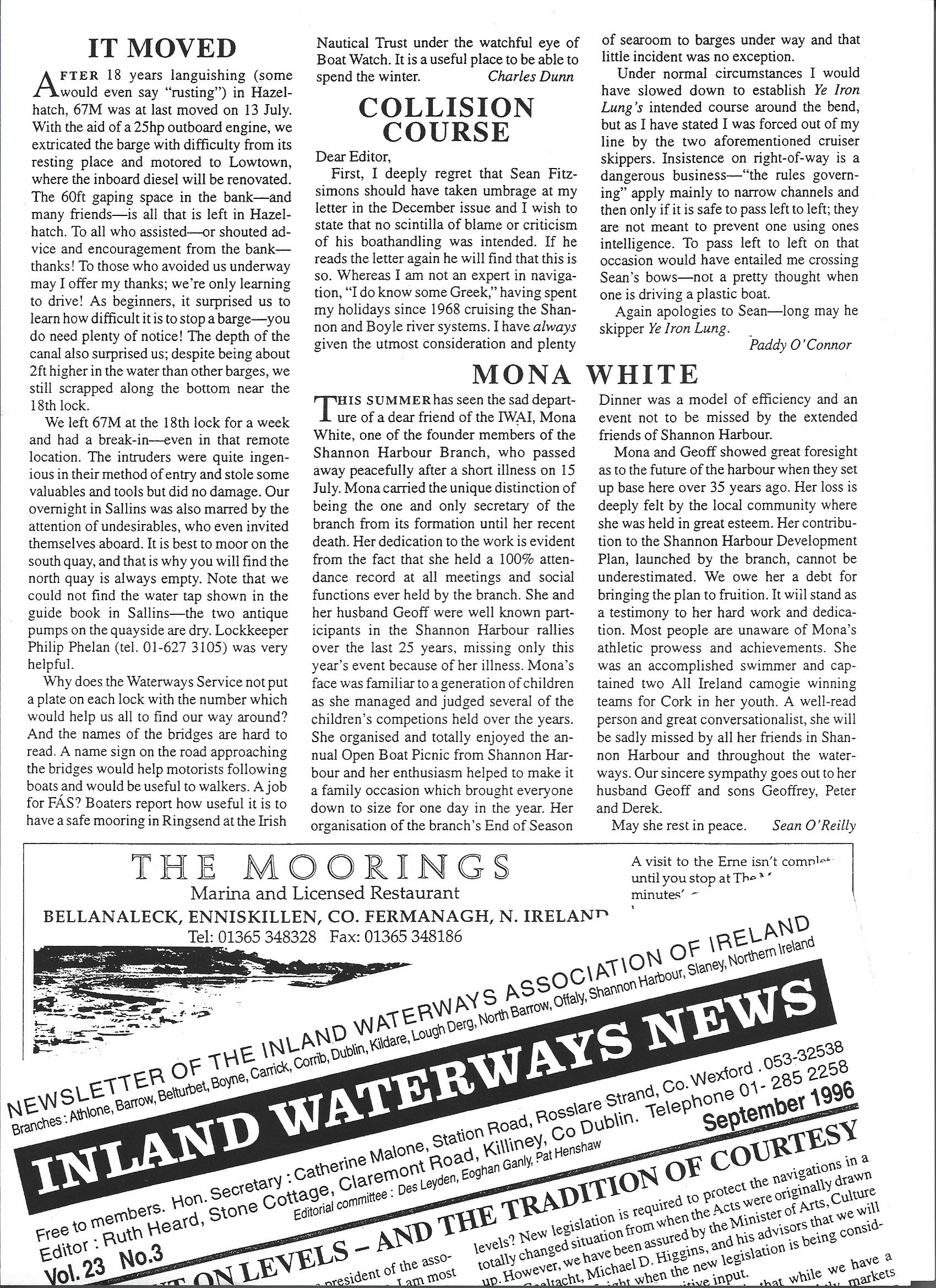 1996 IWAI newsletter, 67M moved from Hazelhatch