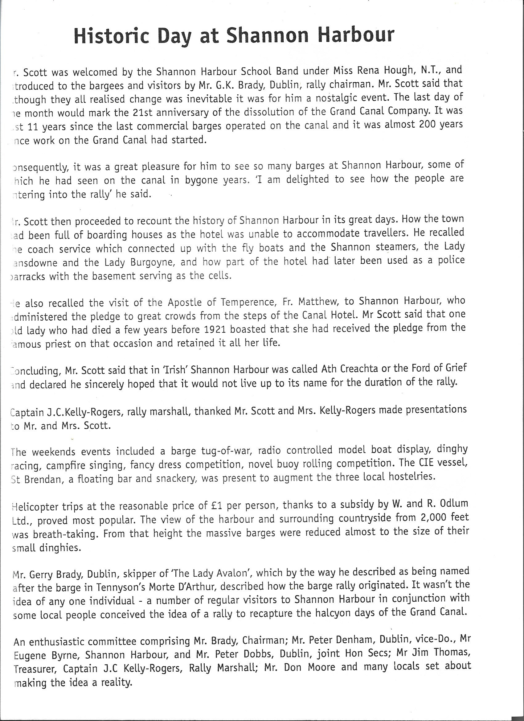 1996 Shannon Harbour Rally program