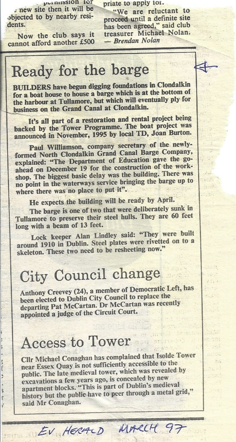 1997 03 Evening Herald 31M Clondalkin, community barge project update