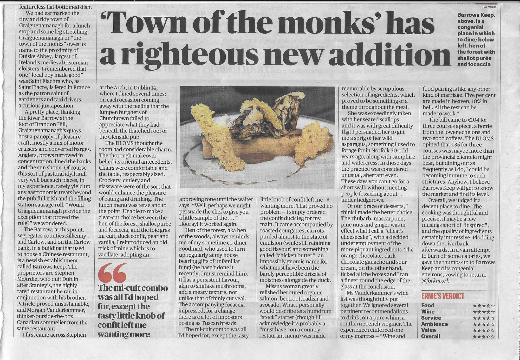 2018 06 17th Sunday Times River Barrow Graiguenamanagh Barrows Keep restaurant