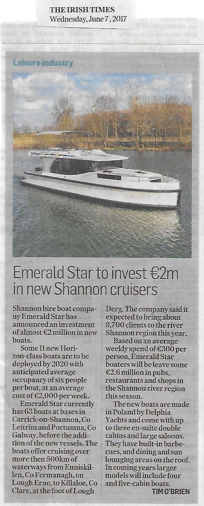 2017 06 07th Irish Times River Shannon Emerald Star New Boats