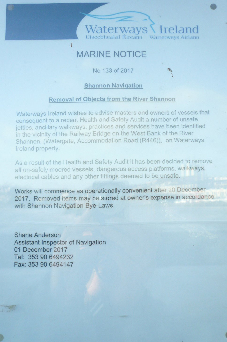 2017 12 River Shannon Athlone clearance notice