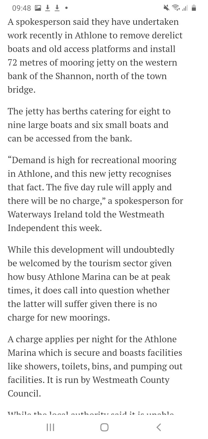 2020 11 25th River Shannon  Athlone Moorings of Charge2