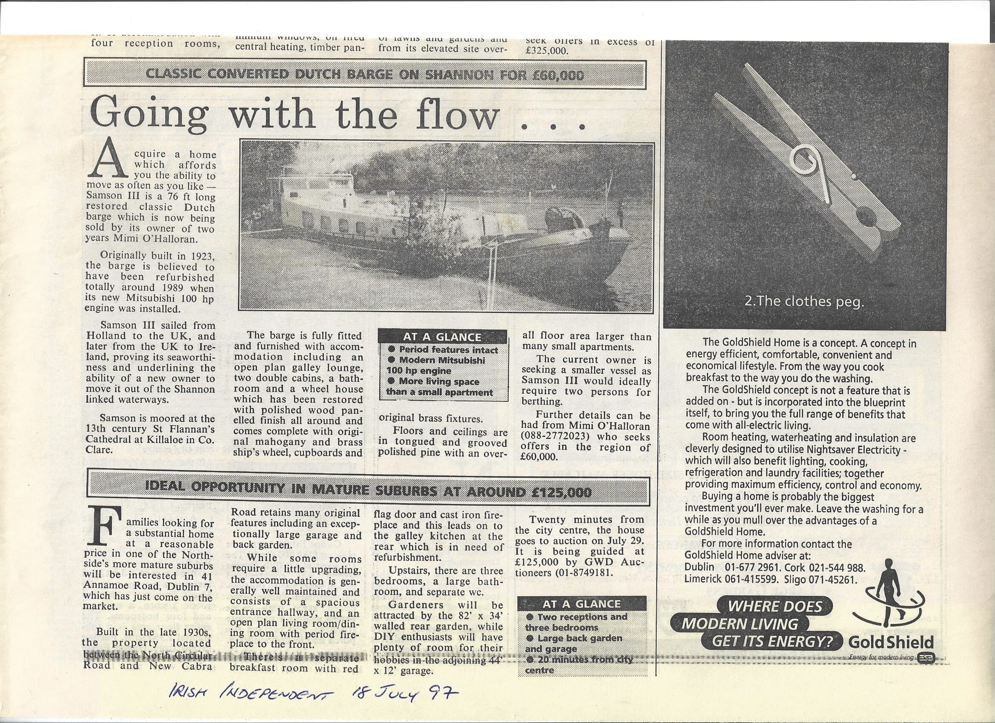 1997 07 18th Irish Independent barge Samson for sale