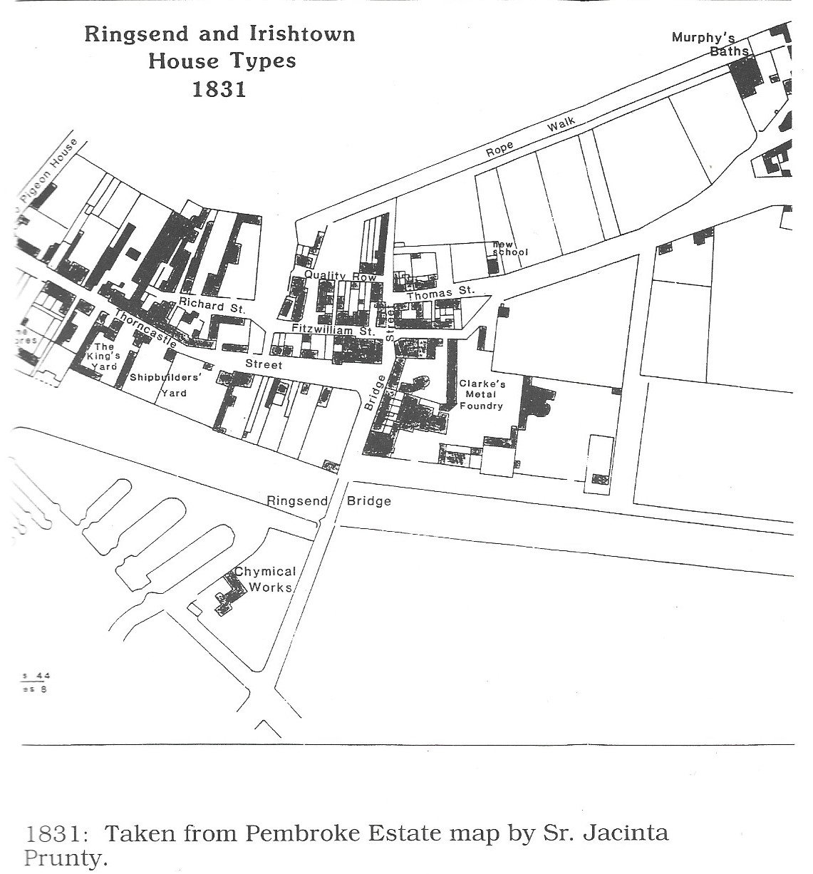 1989 Joe Murphy Ringsend boatbuilder book, River Liffey and River Dodder, 1830 map of Grand Canal docks