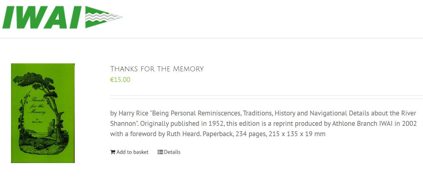 1952 book IWAI shop Thanks For The Memory by Harry Rice