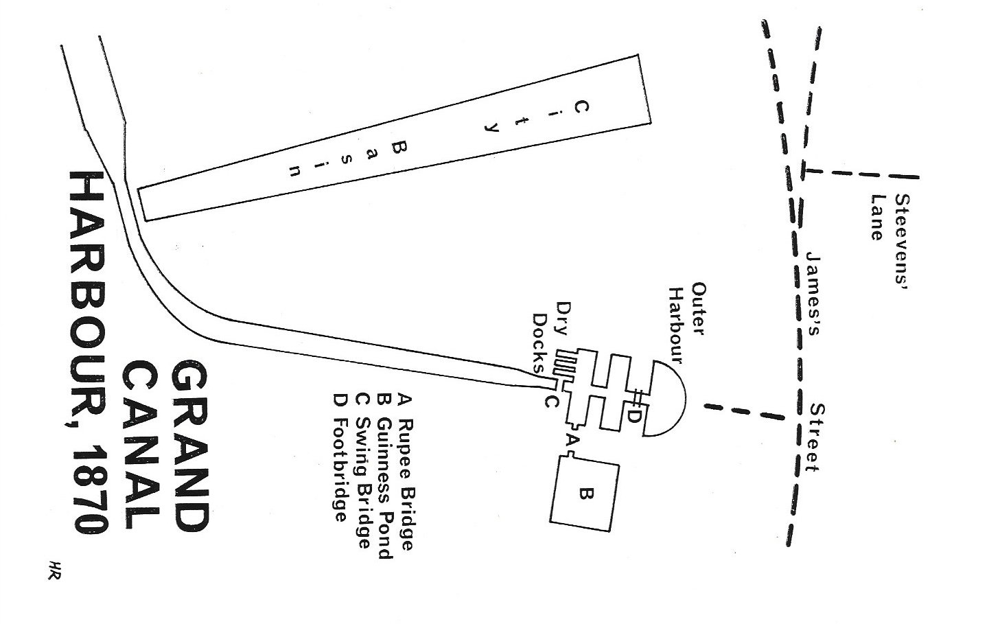 1969 Portrait of the Grand Canal, book by Gerard Darcy, 1870 Grand Canal Harbour Dublin 8, map by Gerard Darcy