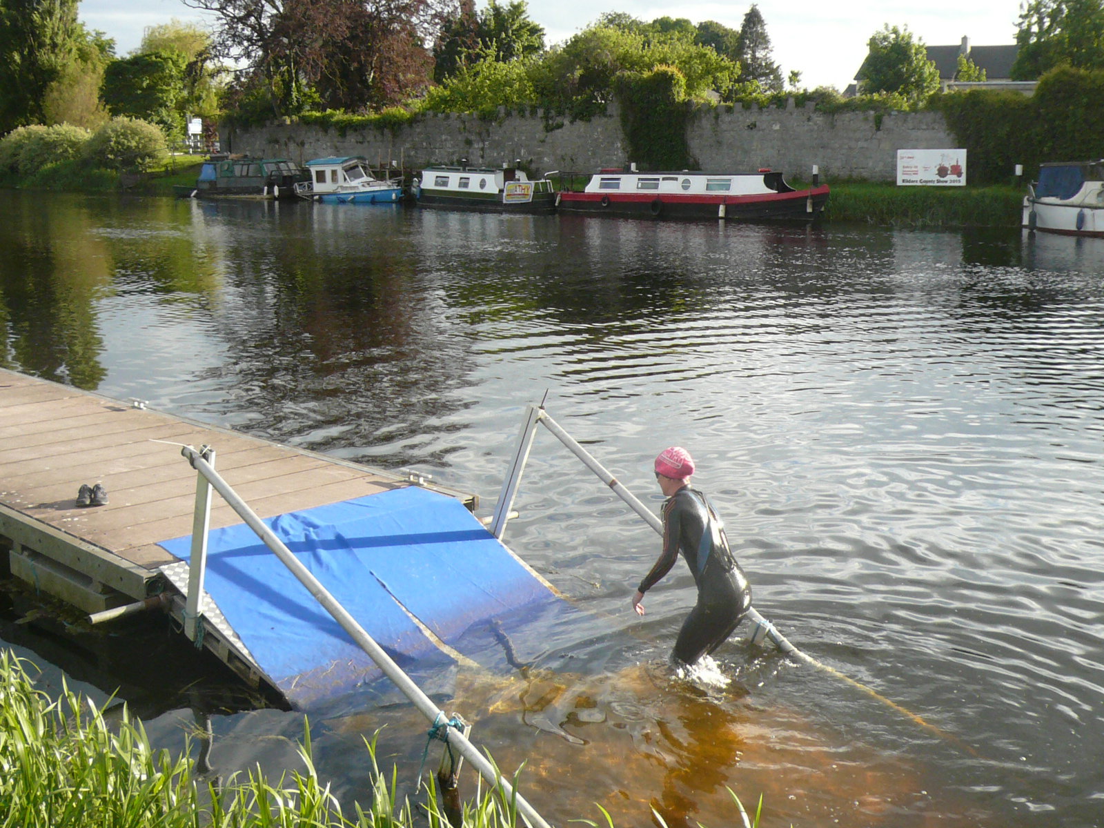 2015 06 River Barrow Athy triathletes swimming slipway by IWAI