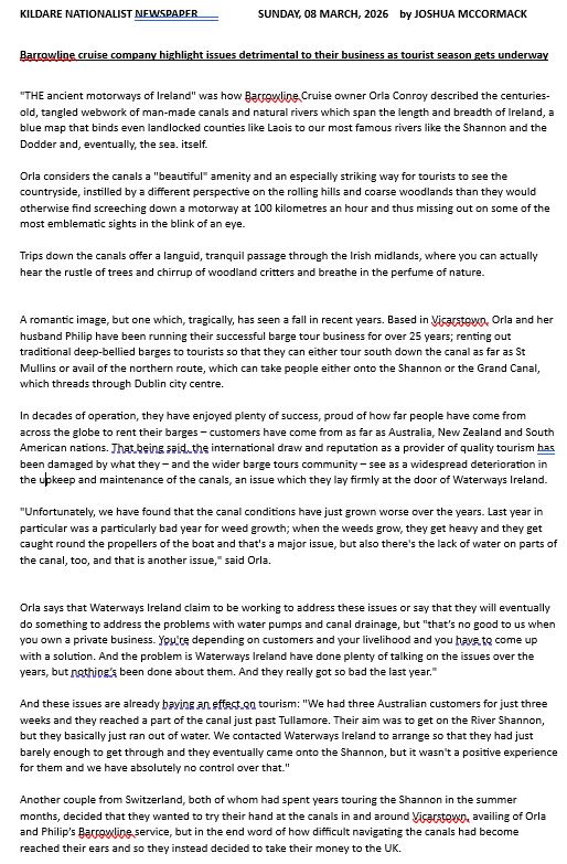 2026 03 08th Barrowline hireboats waterways problems page.1