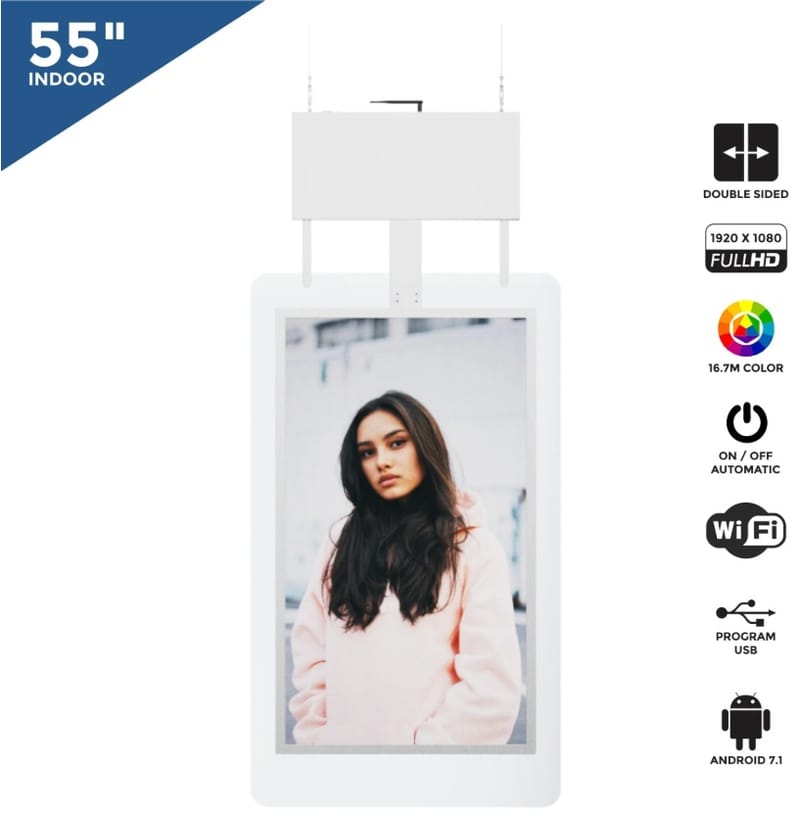 Display publicitário LCD Full HD 55" - Frente dupla - IP20