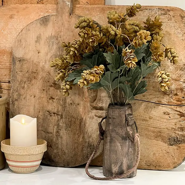 Found Wood Rustic Milk Jug Vase