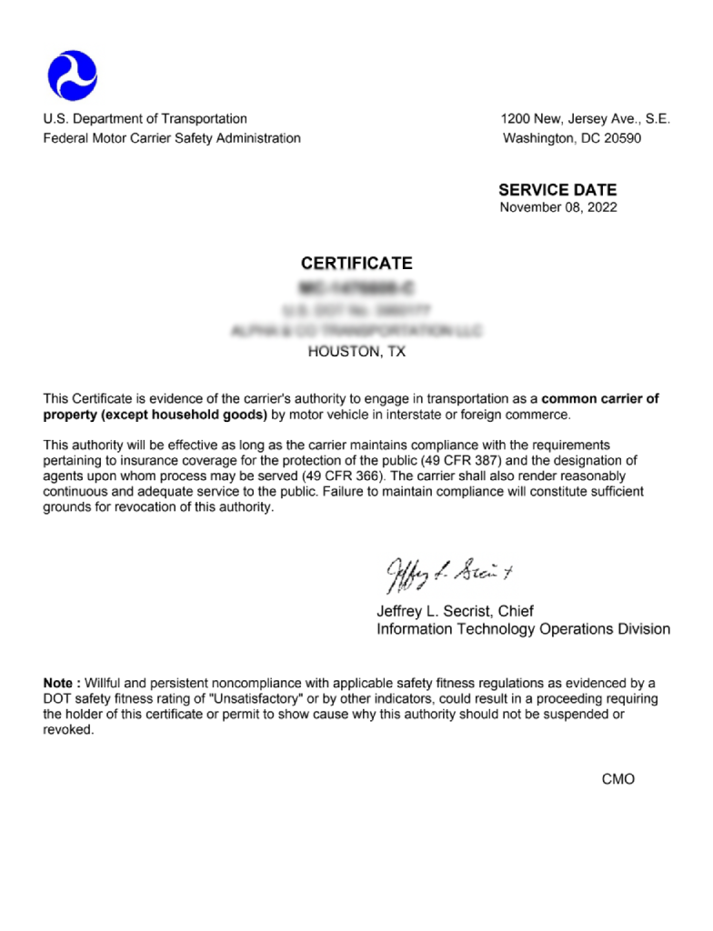 TX, HOUSTON Operating Authority for Sale — $3,500 (Clean Record | Broker Contracts | Expedited Lanes | Insurance on File)