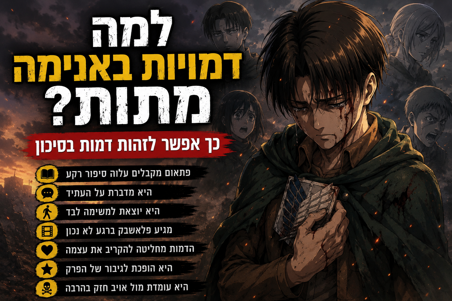 למה דמויות באנימה מתות? כך אפשר לזהות דמות בסיכון