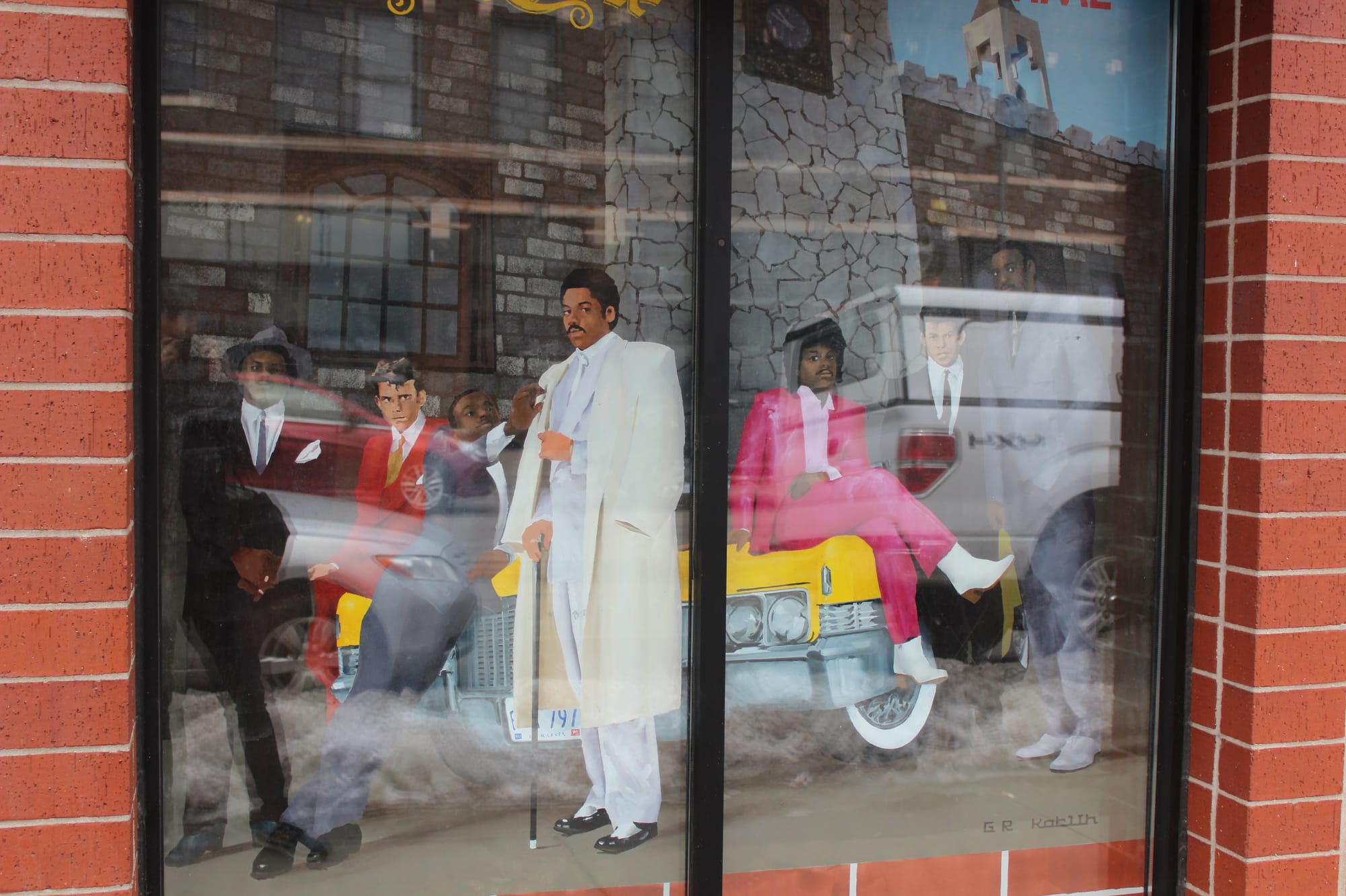 Mural at a record store shop window MPLS