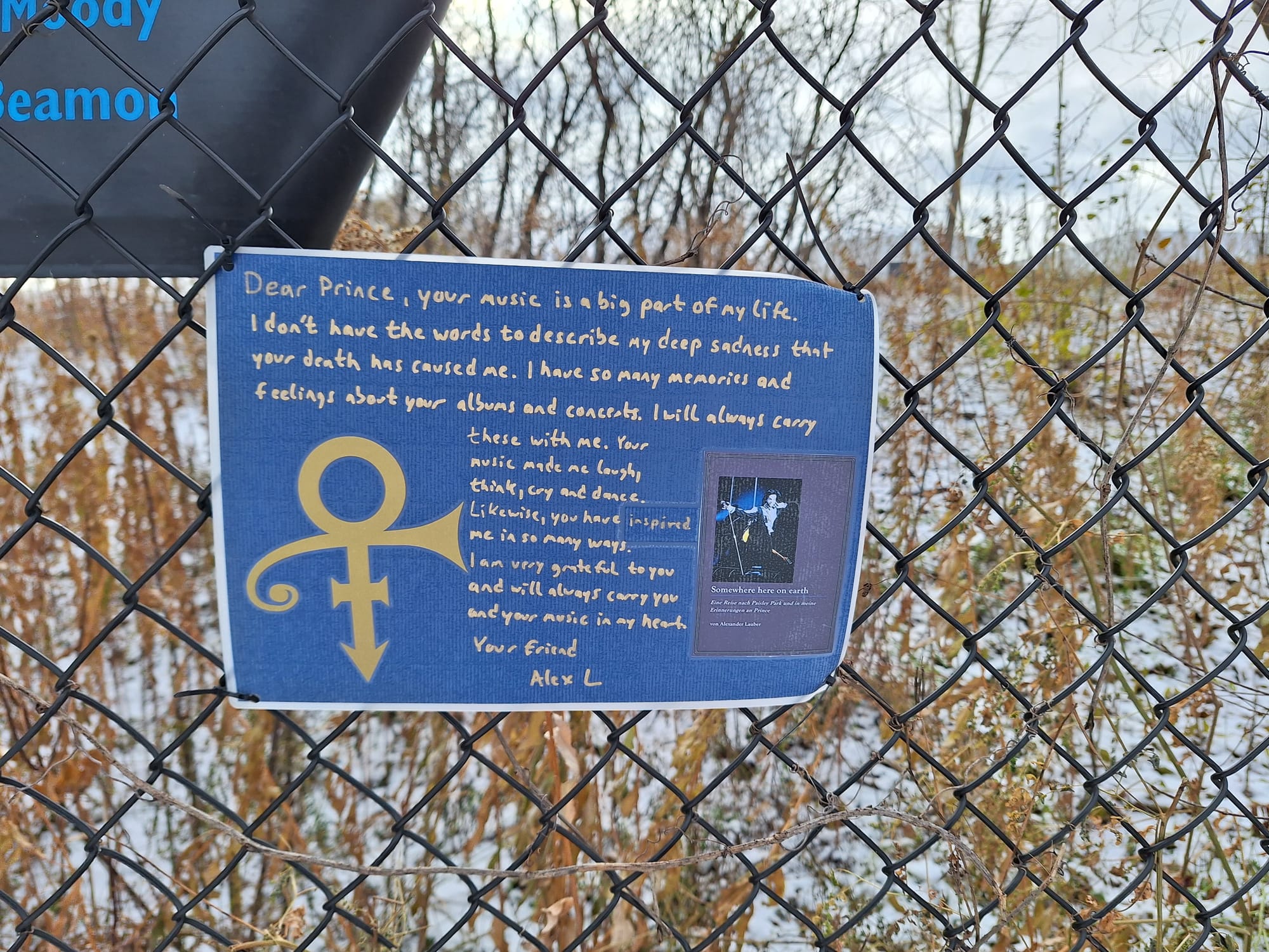 The memorial fence outside Prince's Paisley Park estate in Chanhassen, Minnesota