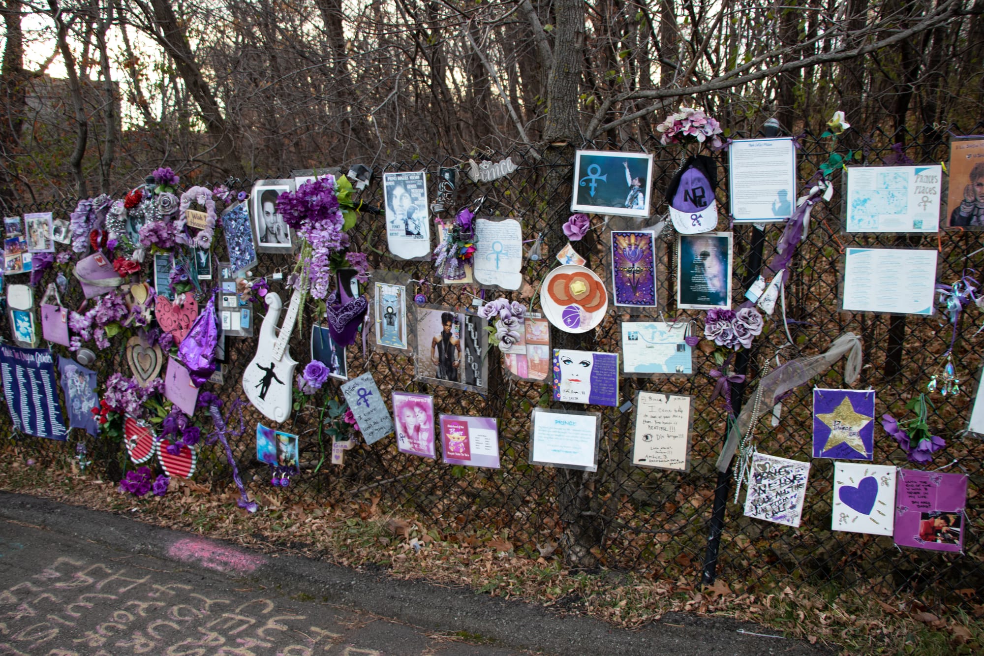 The memorial fence outside Prince's Paisley Park estate in Chanhassen, Minnesota