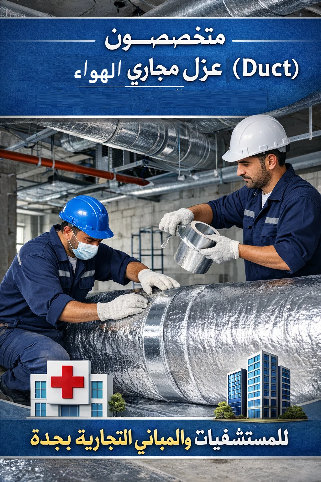  تنفيذ عوازل الدكت والأنظمة المركزية (HVAC).