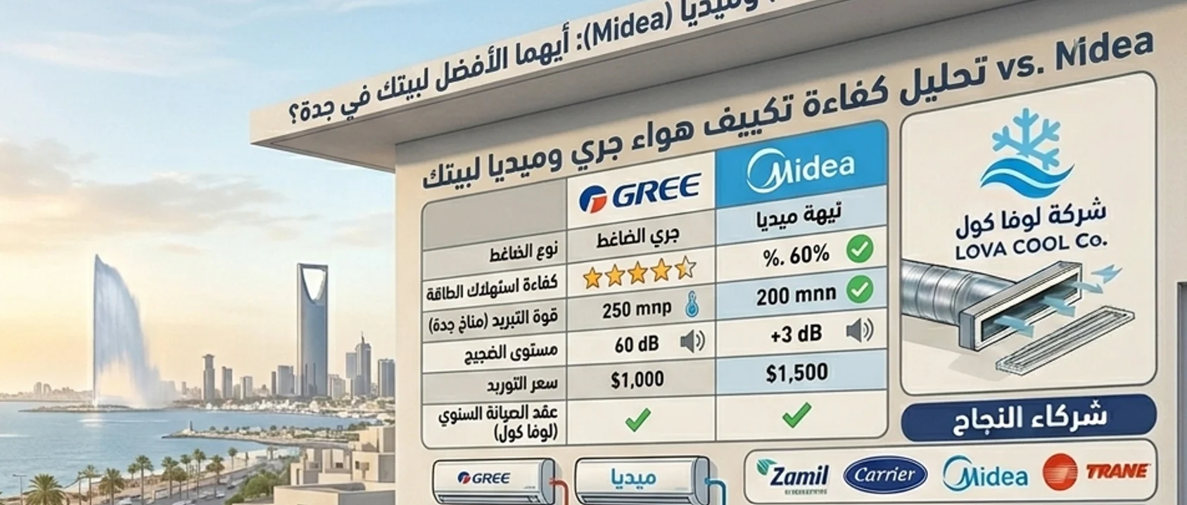 مكيفات جري (Gree) ضد ميديا (Midea).. أيهما الأنسب لأجواء جدة