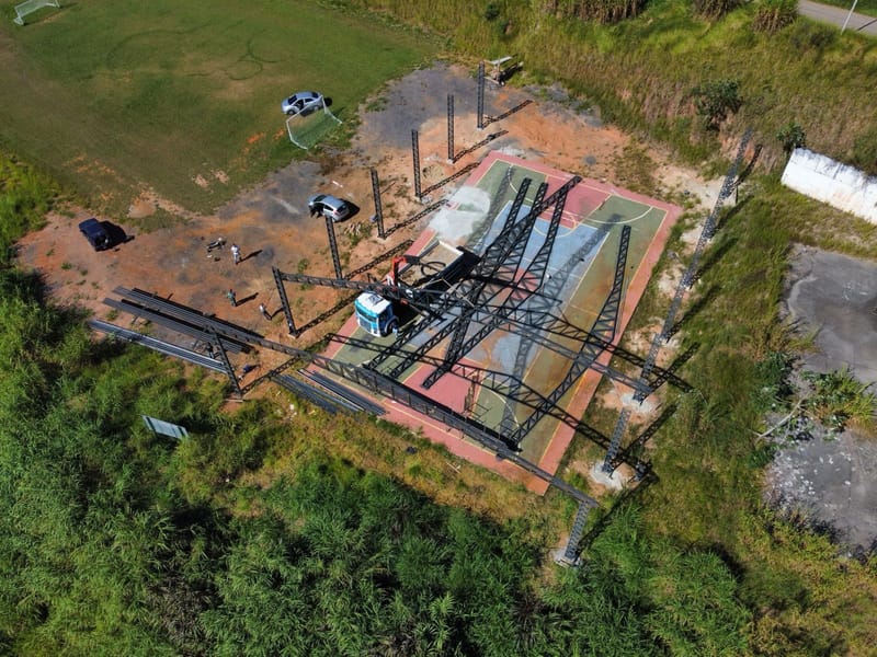 Obra de uma quadra Poliesportiva no munícipio de Jambeiro/SP