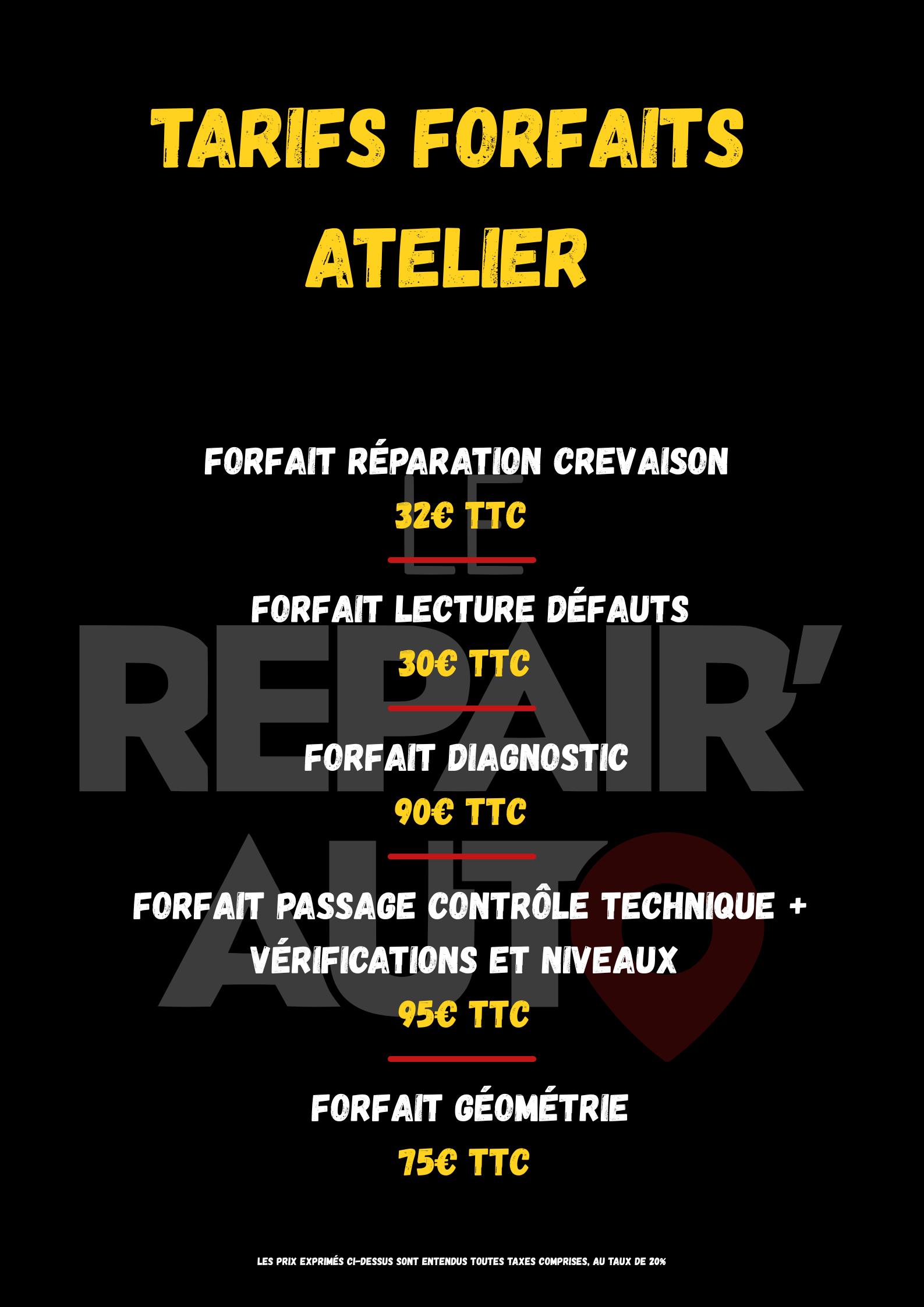 Tarifs forfaits atelier