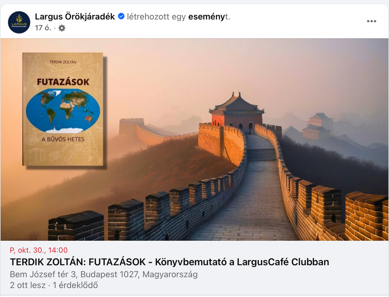 MEGHÍVÓ: FUTAZÁSOK - Könyvbemutató a LargusCafé Klubban
