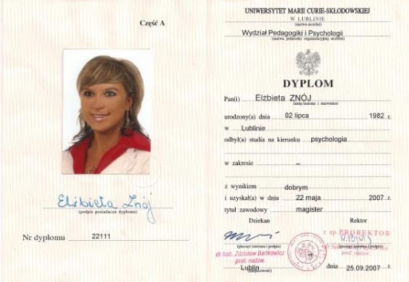 PSYCHOLOŻKA, PSYCHOTERAPEUTKA, HIPNOTERAPEUTKA, 