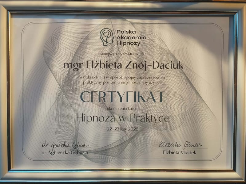 PSYCHOLOŻKA, PSYCHOTERAPEUTKA, HIPNOTERAPEUTKA, 
