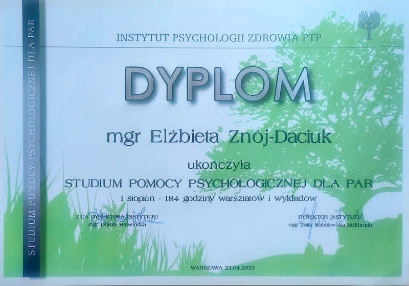 PSYCHOLOŻKA, PSYCHOTERAPEUTKA, HIPNOTERAPEUTKA, 