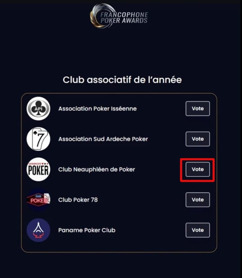 Le CNP est nominé pour les Francophone Poker awards !!!