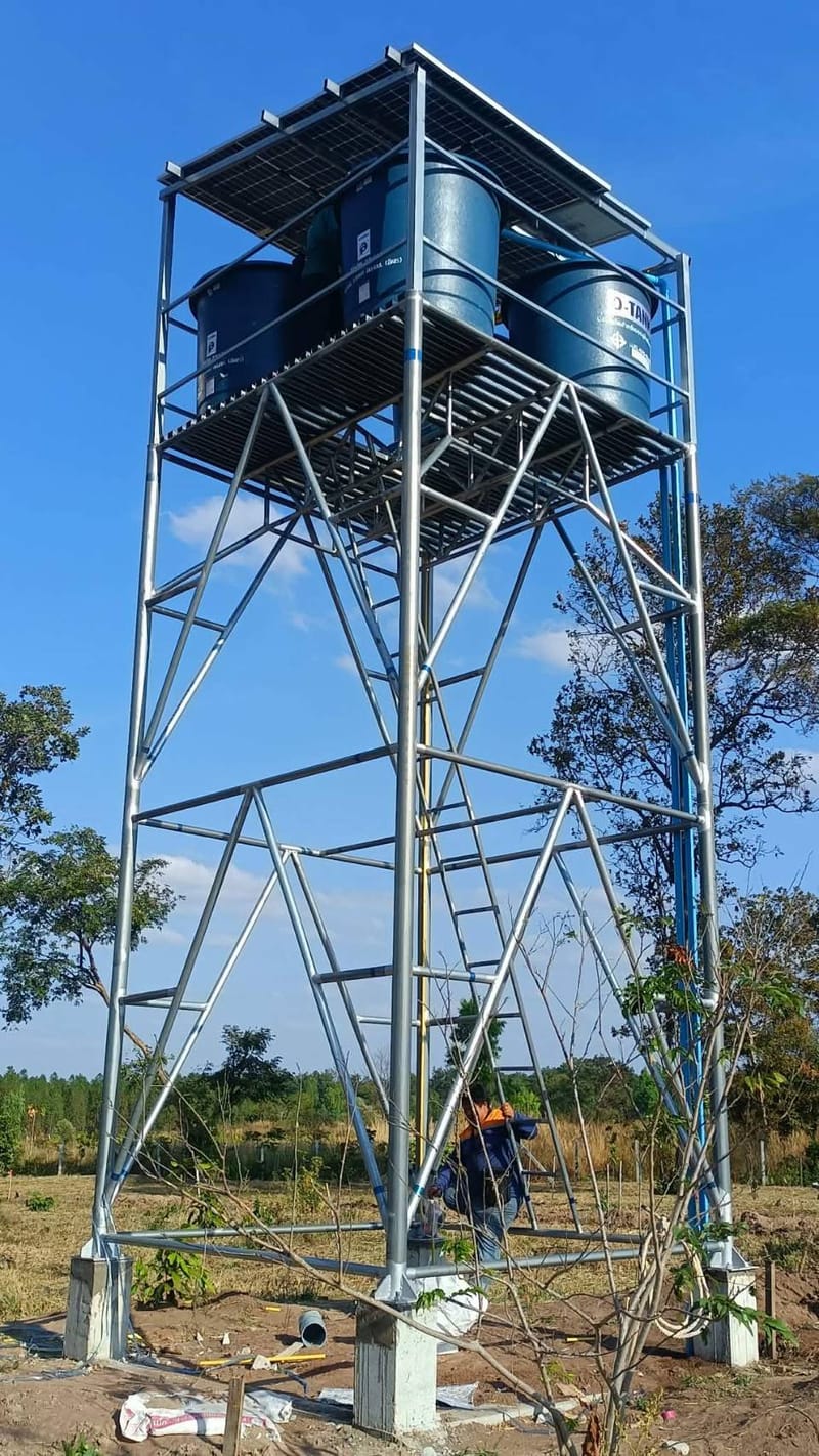 งานหอถังสูง พร้อมชุดSolar Submersible Pump 2Hp จ.อำนาจเจริญ