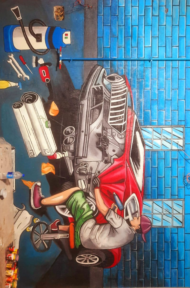 • Car Showroom Graffiti Specialist • Premium Automotive Wall Murals • Custom Sports Car Wall Art • Hand-Painted Automobile Sketches • Commercial Garage Wall Painting