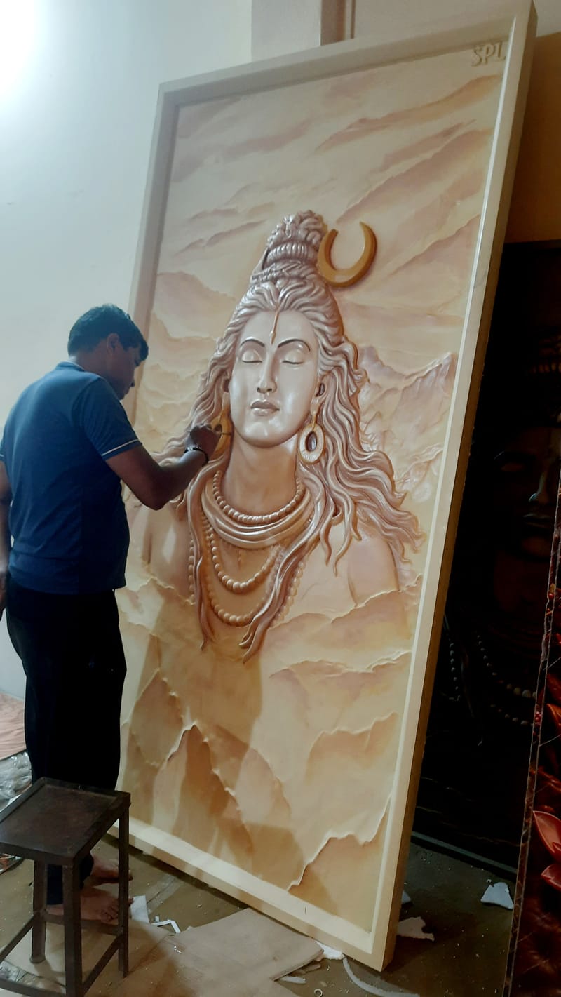 Shiva Wooden Painting 