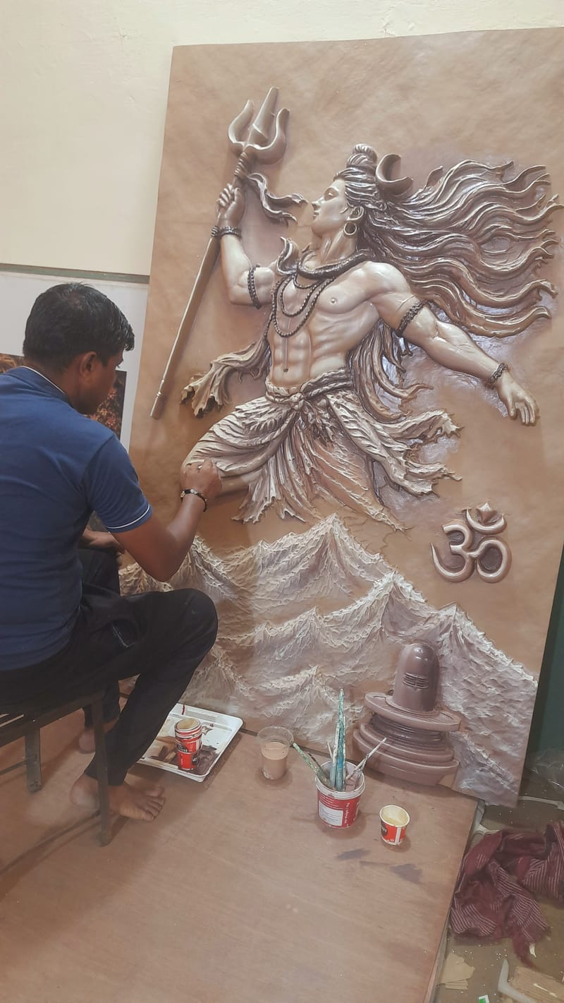 Shiva Wooden Painting 